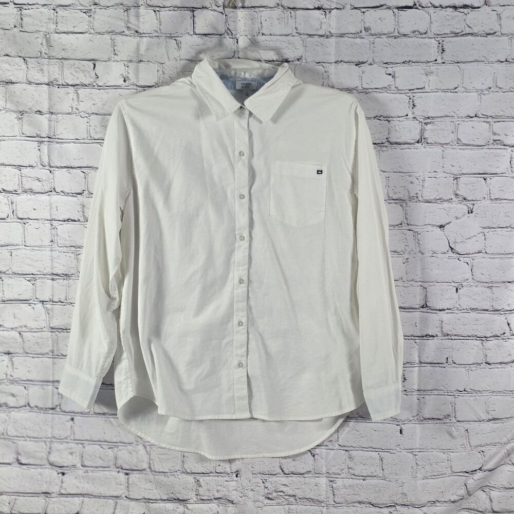 Crown & Ivy Men's Large White Long Sleeve Button Down Shirt